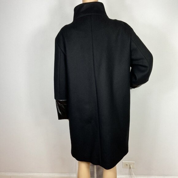 NEW Akris Punto Insulated Wool Blend Car Coat Sz 10 MSRP $1,690 Pleather Wrists - Picture 4 of 11